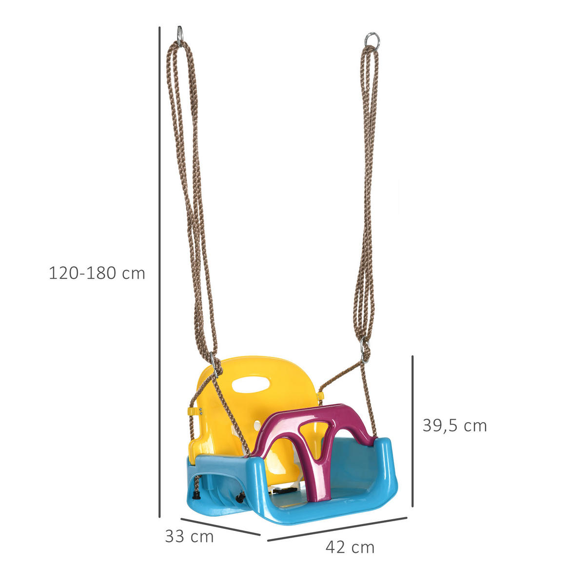 KINDERSCHAUKEL - Multicolor, Kunststoff (33/42cm) - Outsunny