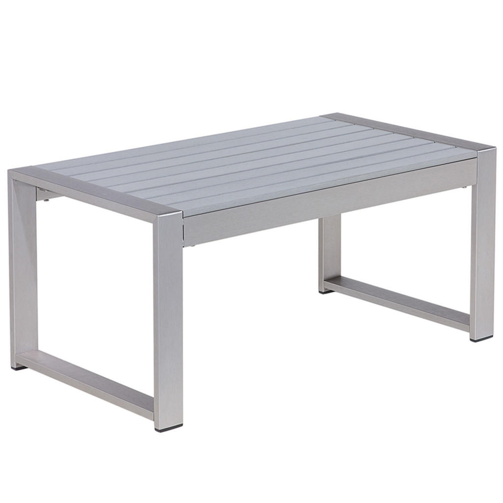 Beliani ZAHRADNÍ Konferenční stolek Hliník světle šedý 90/50 cm Salerno