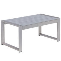 GARTEN Couchtisch Aluminium hellgrau 90/50 cm Salerno - Hellgrau, Metall (50/90/42cm) - Beliani