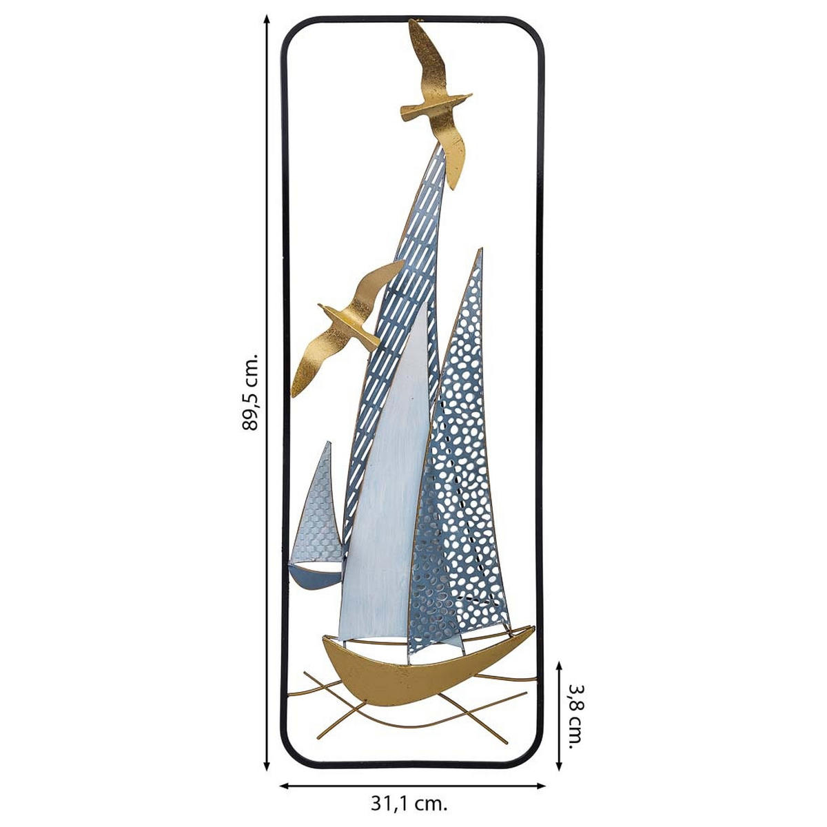 WANDDEKO-OBJEKT aus Metall, 31x90x4cm - Multicolor, Metall (31.1/3.8/89.5cm) - Wanderlust