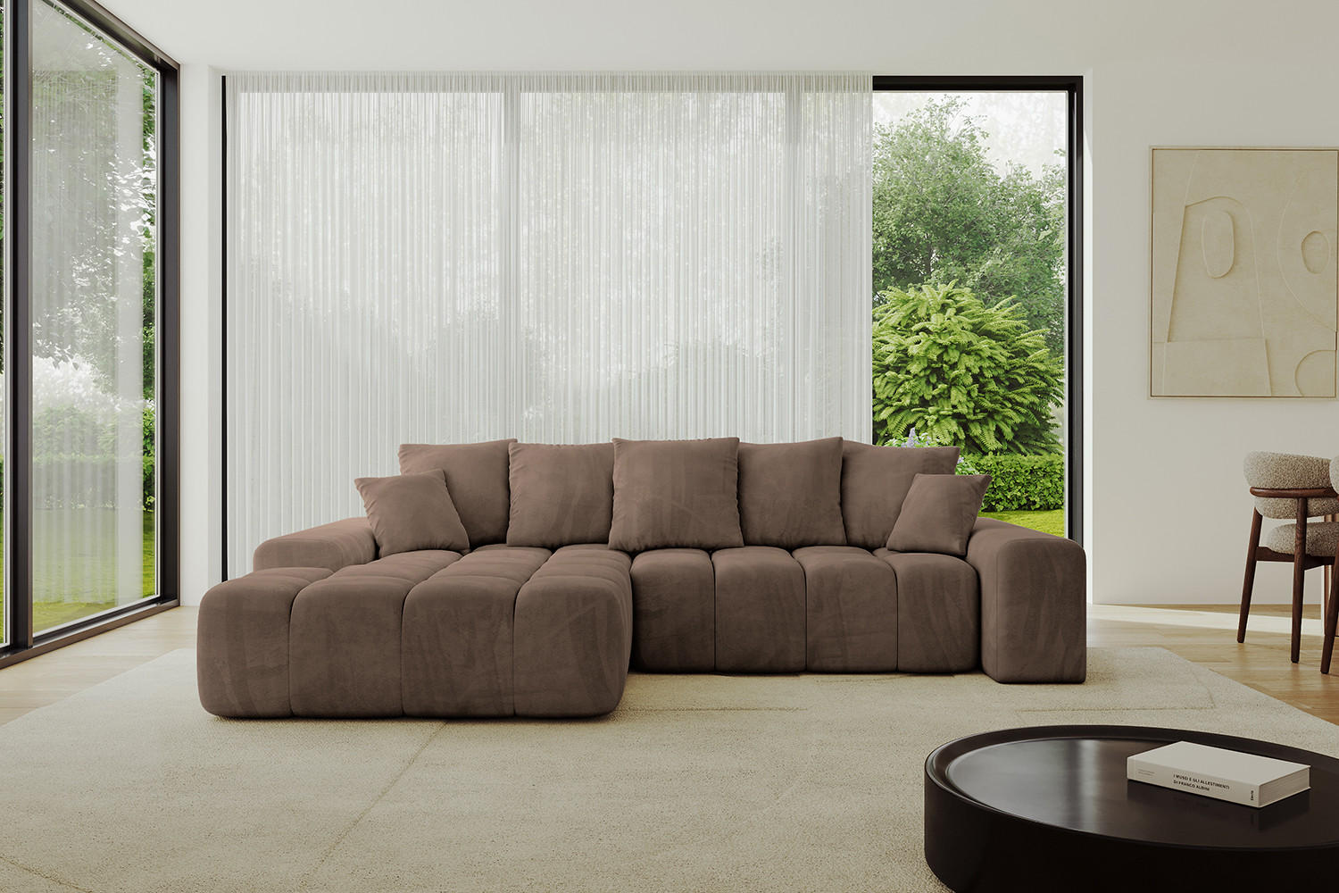 ECKSOFA Ottomane Links ENSI-L - 267x164x88 cm Braun - Braun, Holzwerkstoff/Kunststoff (267/164cm) - ALTDECOR