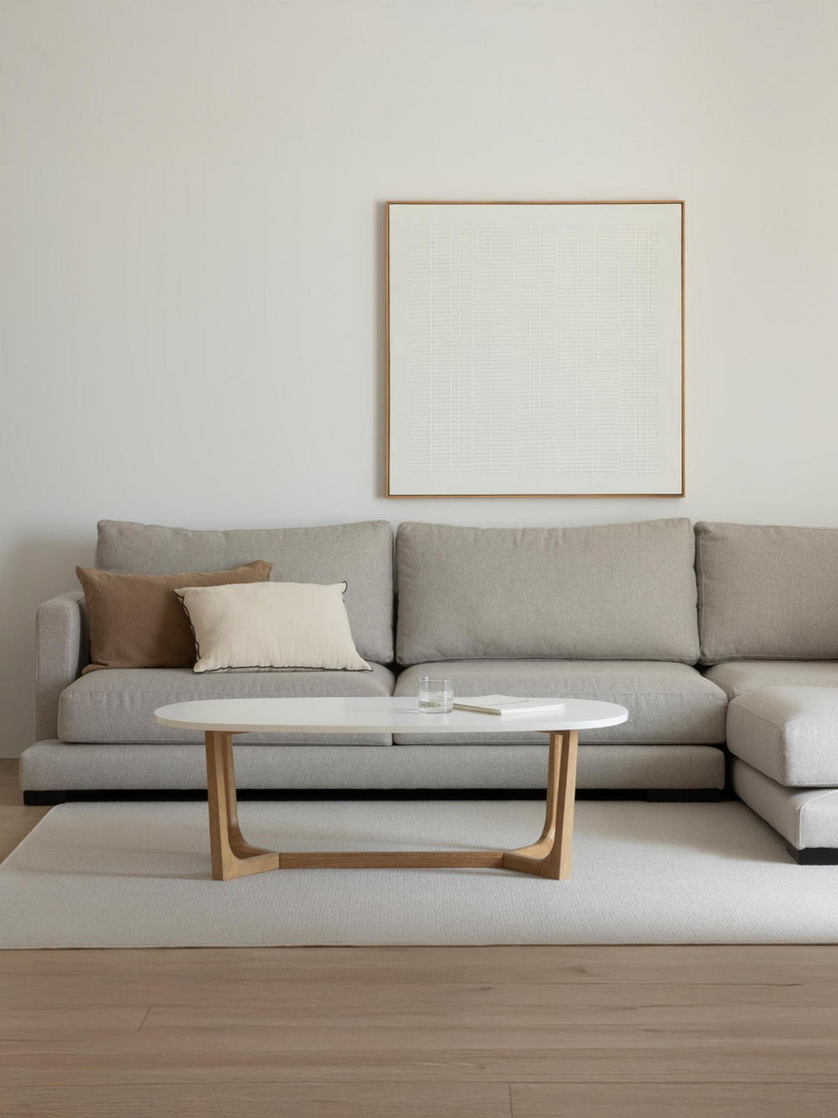 COUCHTISCH Oval Natur - Weiß 120 cm x 40 cm - Braun, Holzwerkstoff (60/120/40cm) - Kenay Home