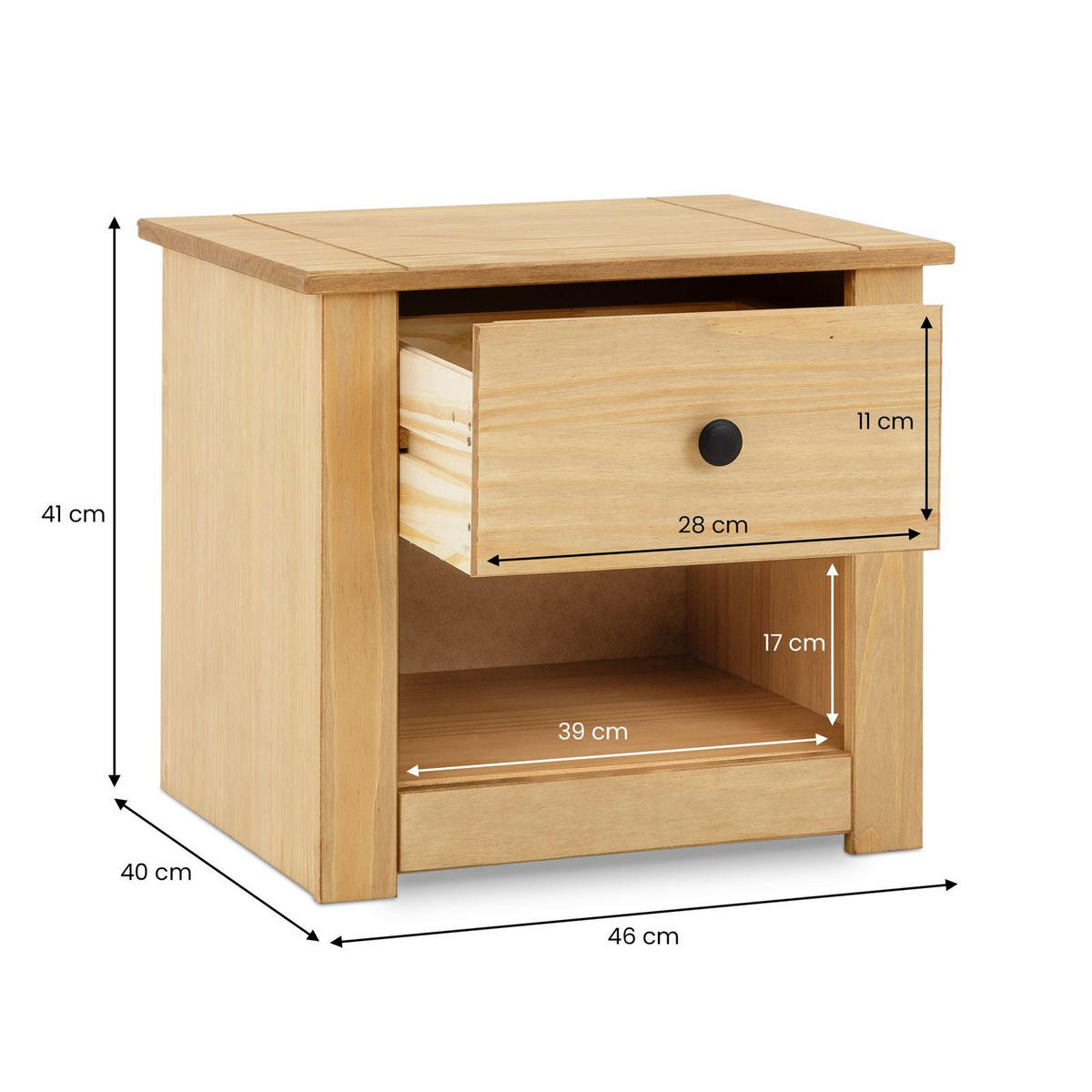 NACHTTISCH CANCUN - Braun, Holz (46/40/40cm) - IDIMEX