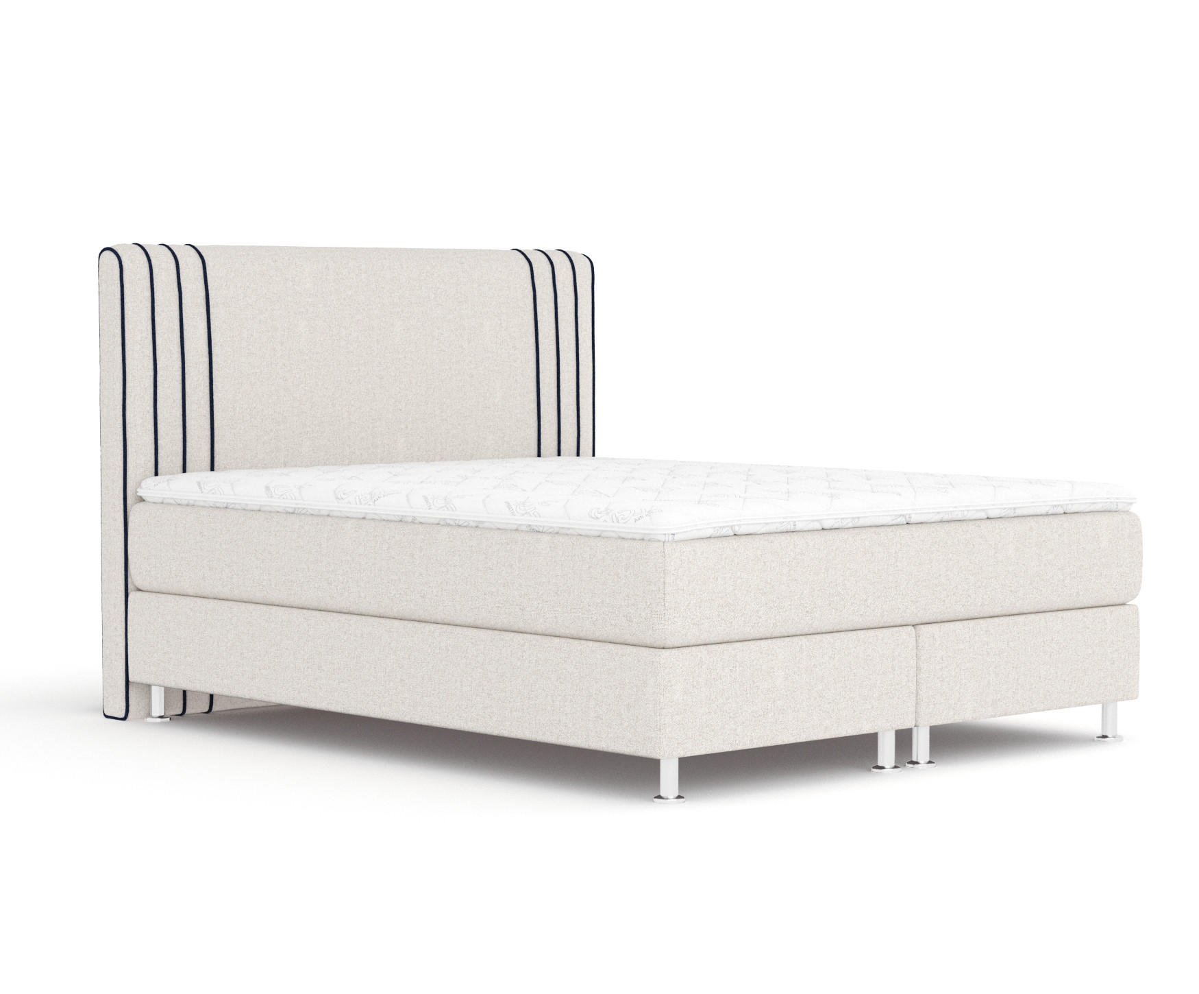 BOXSPRINGBETT Casone Hellbeige/Marineblau 200/200 cm mit Latex-Topper - Beige/Silberfarben, Holz/Holzwerkstoff (200/200cm) - Maison de Reve