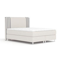 BOXSPRINGBETT Casone Hellbeige/Marineblau 200/200 cm mit Latex-Topper - Beige/Silberfarben, Holz/Holzwerkstoff (200/200cm) - Maison de Reve