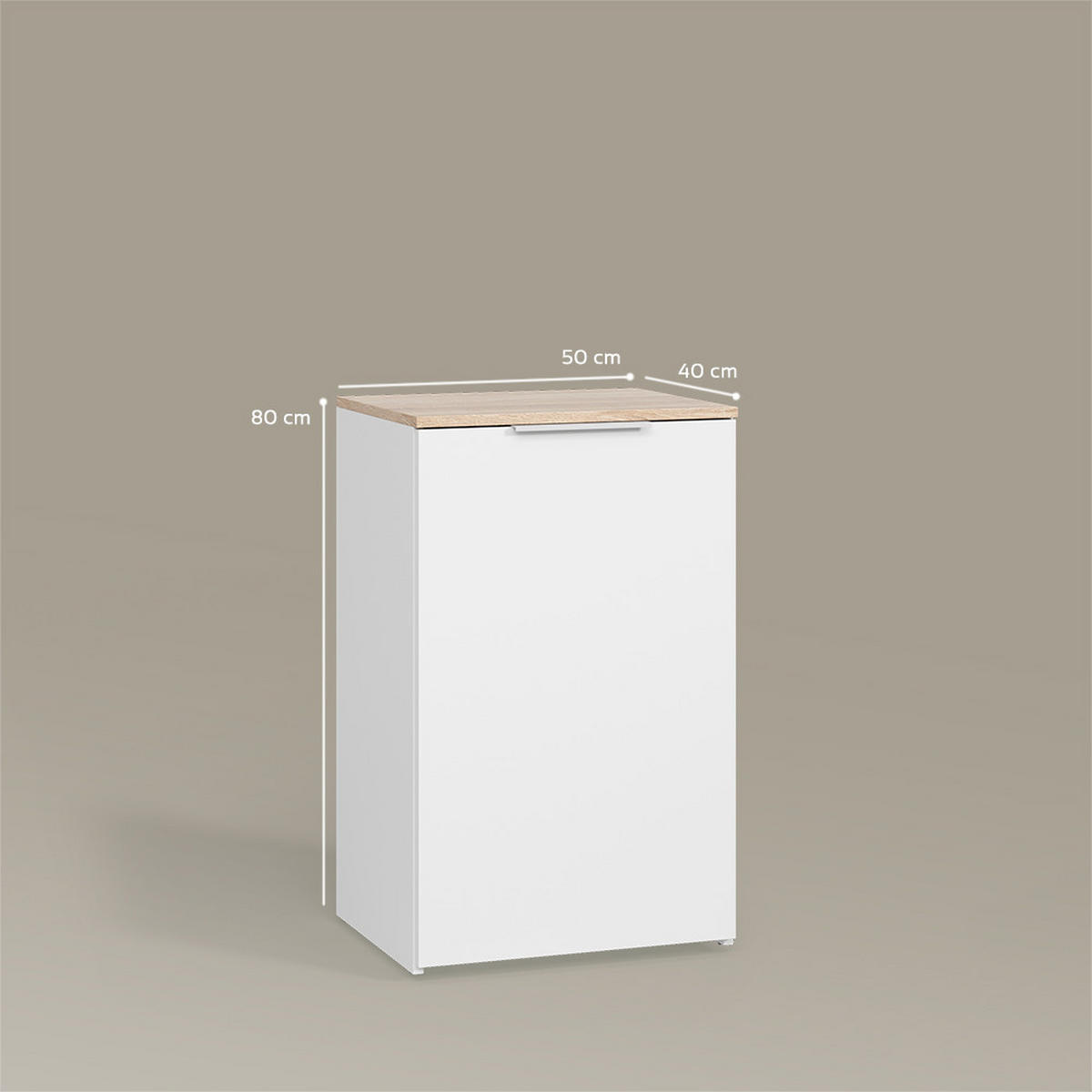 KOMMODE Piave Weiß mit Regal - Weiß, Holzwerkstoff (50/80/40cm) - Livinity®