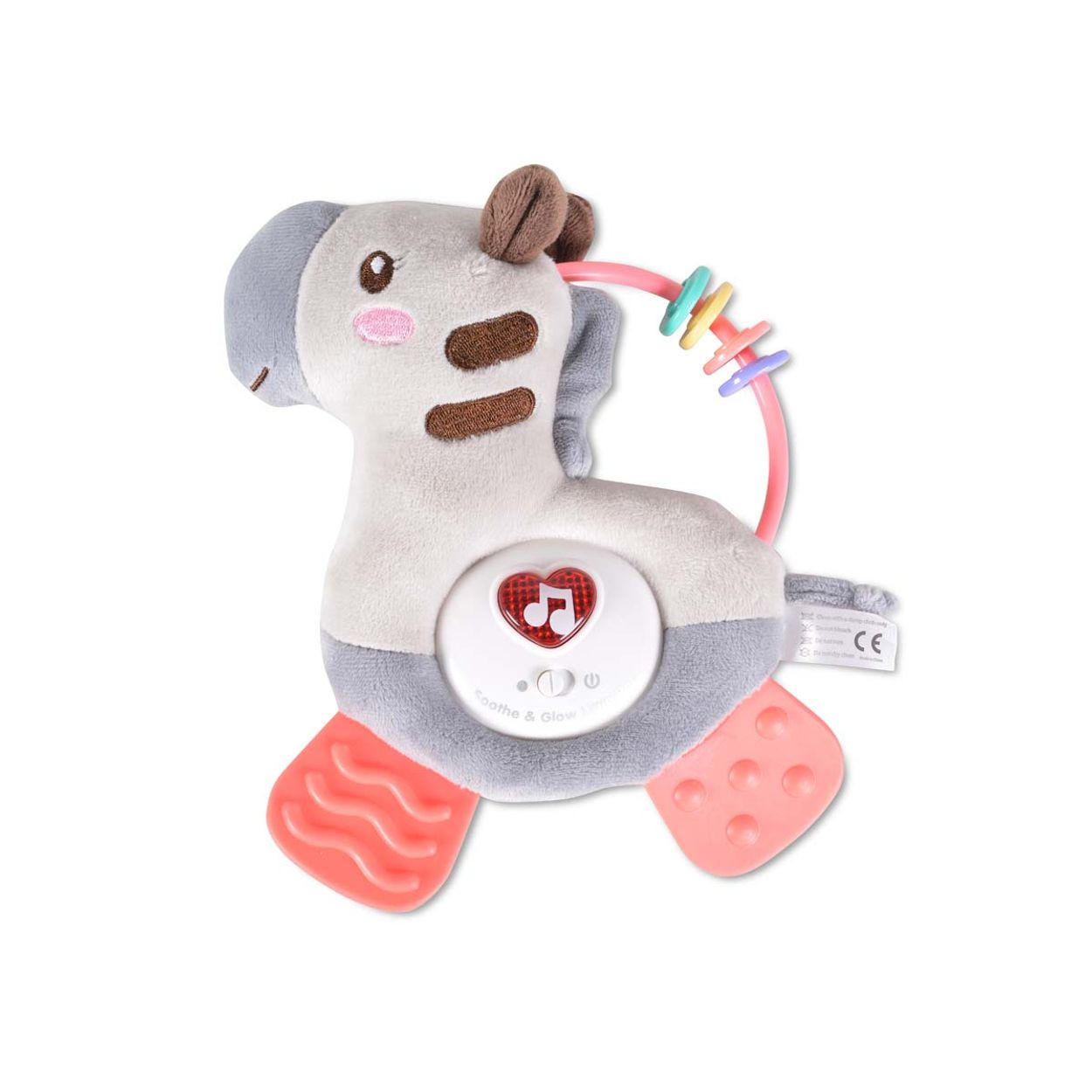 MUSIKSPIELZEUG Musik-Plüschtier Zebra SL88007 grau Beißring, Greifling, Lichter, ab 6 Monaten, Lernspielzeug, weich - Grau, Textil (19/4/16cm) - Moni