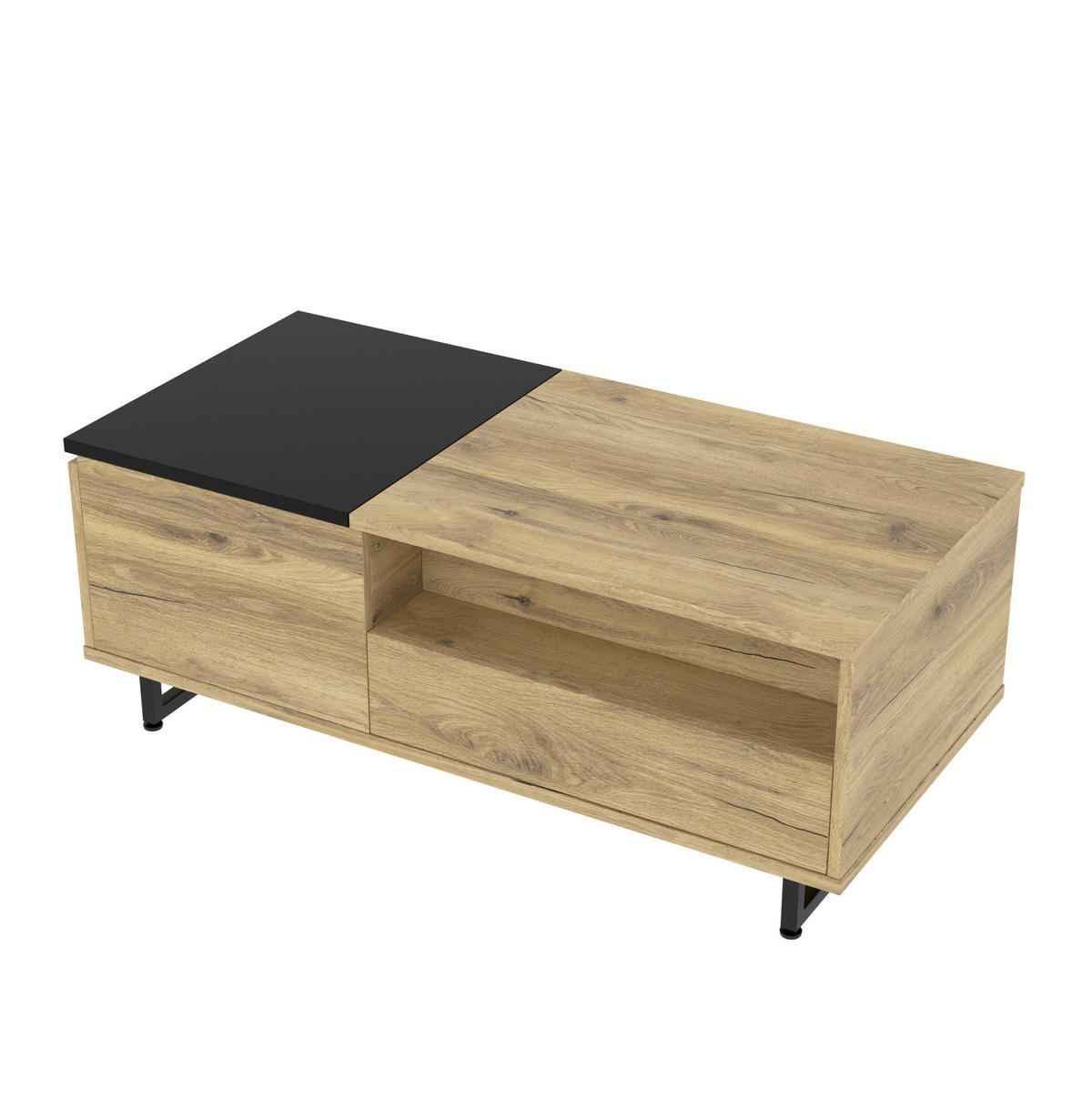 KLUB stolić 103,5/50/27,5 cm prirodni od oplemenjenog drva s podiznom pločom i LED rasvjetom - prirodne boje, drvni materijal (103.5/50/27.5cm) - OKWISH