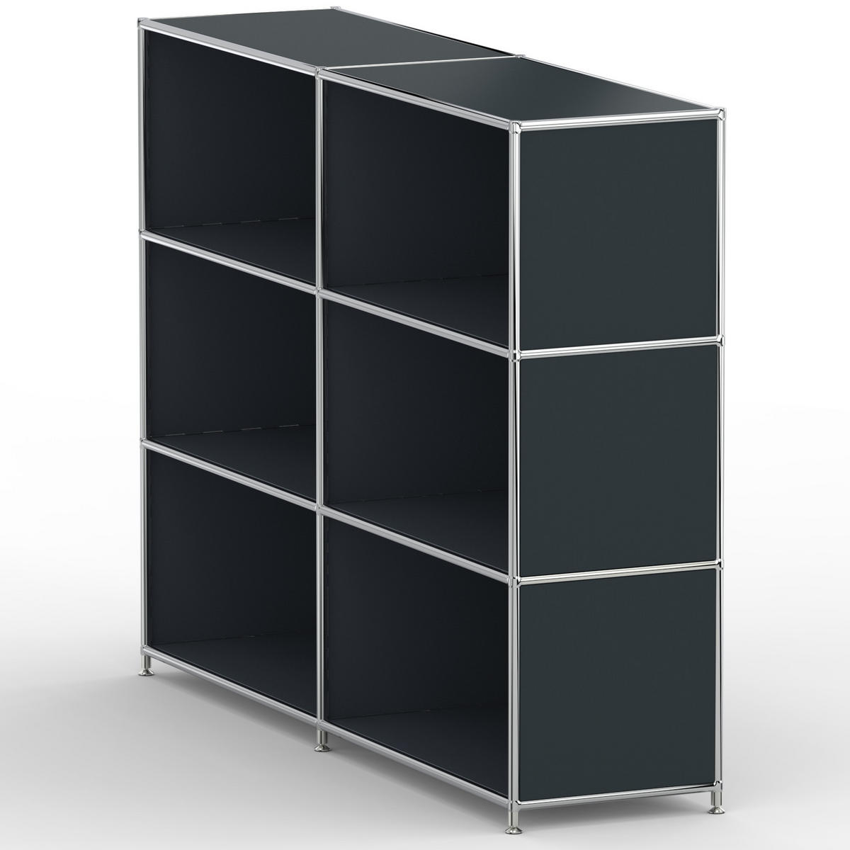 AKTENSCHRANK Büro, 6 offene Fächer, Breite 152 cm, Anthrazitgrau - Chromfarben/Grau, Metall (40/118/152.2cm) - Versee