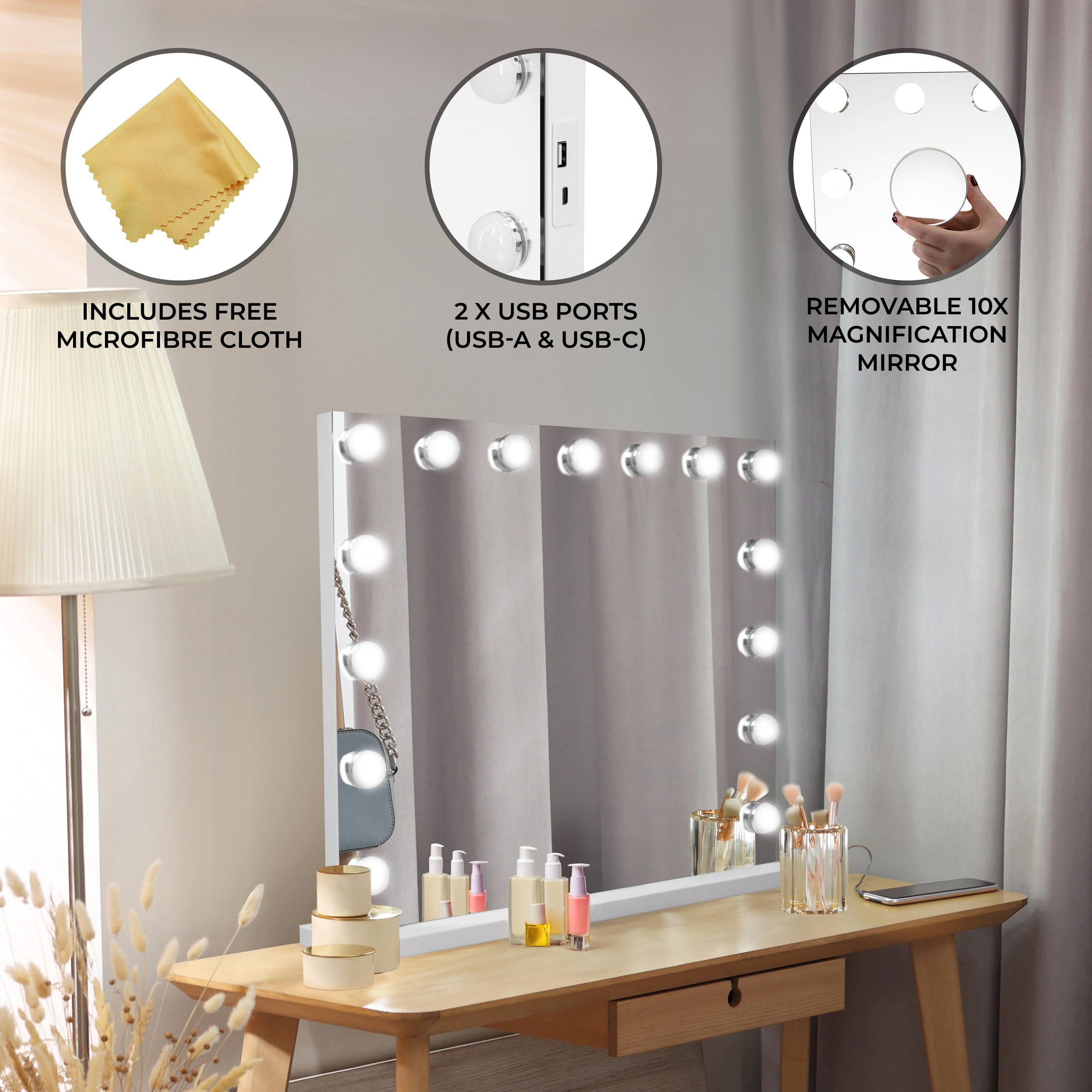 SPIEGEL LED Bluetooth - 58 x 46cm - Weiß, Glas (58/48.5/12cm)