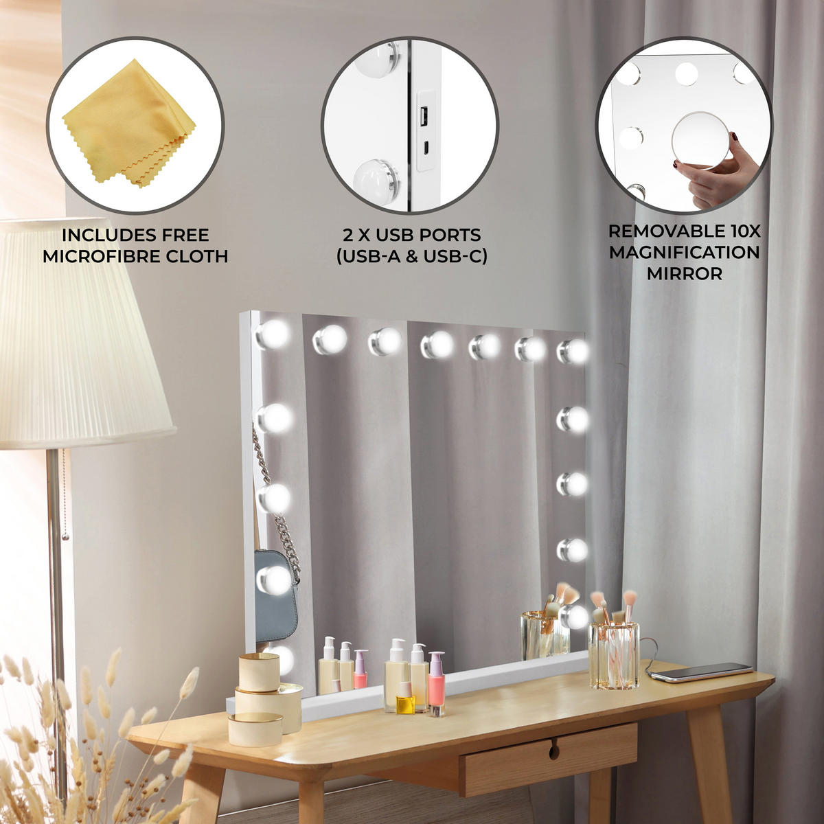 SPIEGEL LED Bluetooth - 58 x 46cm - Weiß, Glas (58/48.5/12cm)