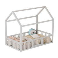 KINDERBETT 90/200 cm mit Sicherheitsgitter und Tür, aus Kiefern, Hausbett, Weiß - Weiß, Holzwerkstoff (90/200cm) - Redom