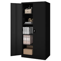 AKTENSCHRANK abschließbar KADO Flügeltüren 195x90x60cm Schwarz - Schwarz, Metall (90/195/60cm) - DELUKE