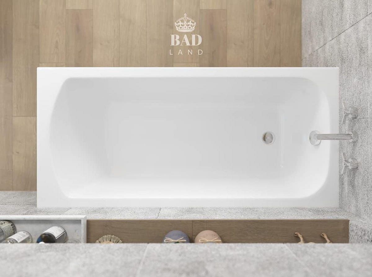 BADEWANNE Rechteck CLASSIC 130/70 mit Schürze Ablauf Füße - Weiß, Kunststoff (70/54.5/130cm) - bad land