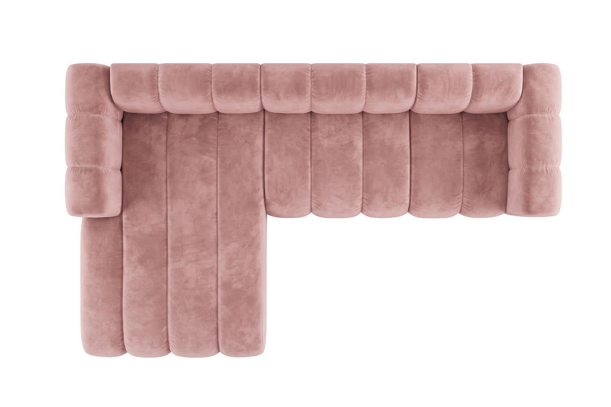 ECKSOFA Modulares In L-Form, Velvet-Stoff Riviera, Hellrosa, Links, GRAND 287 cm - Hellrosa, Holz (287/179cm) - Kaiser Möbel