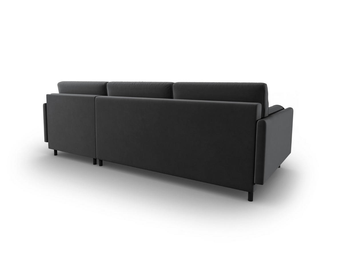 AUSKLAPPBARES-ECKSOFA rechts mit Container Scott aus Samt grau 5 Sitzplätze - Grau, Textil (142/212cm) - Micadoni