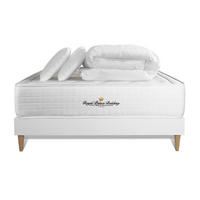BETT Buckingham Memory-Schaum 140 x 190 cm h1 - Kit Bettgestell Weiß - Mit Kissen und Bettdecke - Beige/Weiß, Karton/Holz (140/190cm) - ROYAL PALACE BEDDING