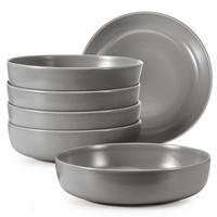 TELLER-SET VICTO 6-tlg Suppenteller, matt grau - Grau, Keramik (18cm) - KONSIMO®