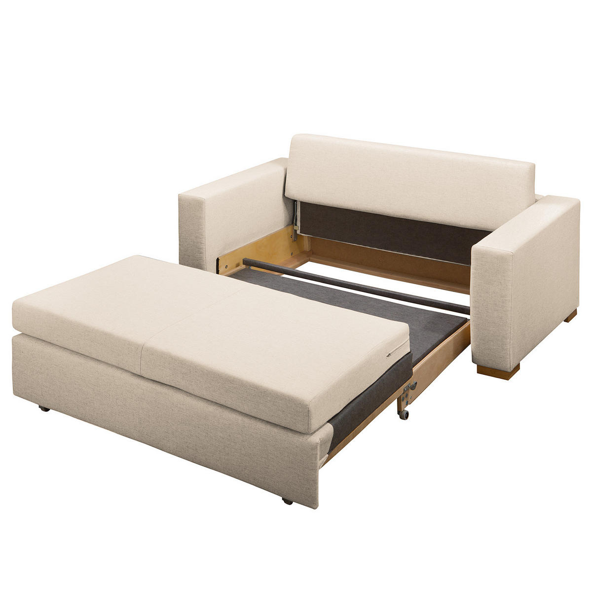 SCHLAFSOFA - Hellbraun/Kaschmir, Textil (153/90/90cm) - home24