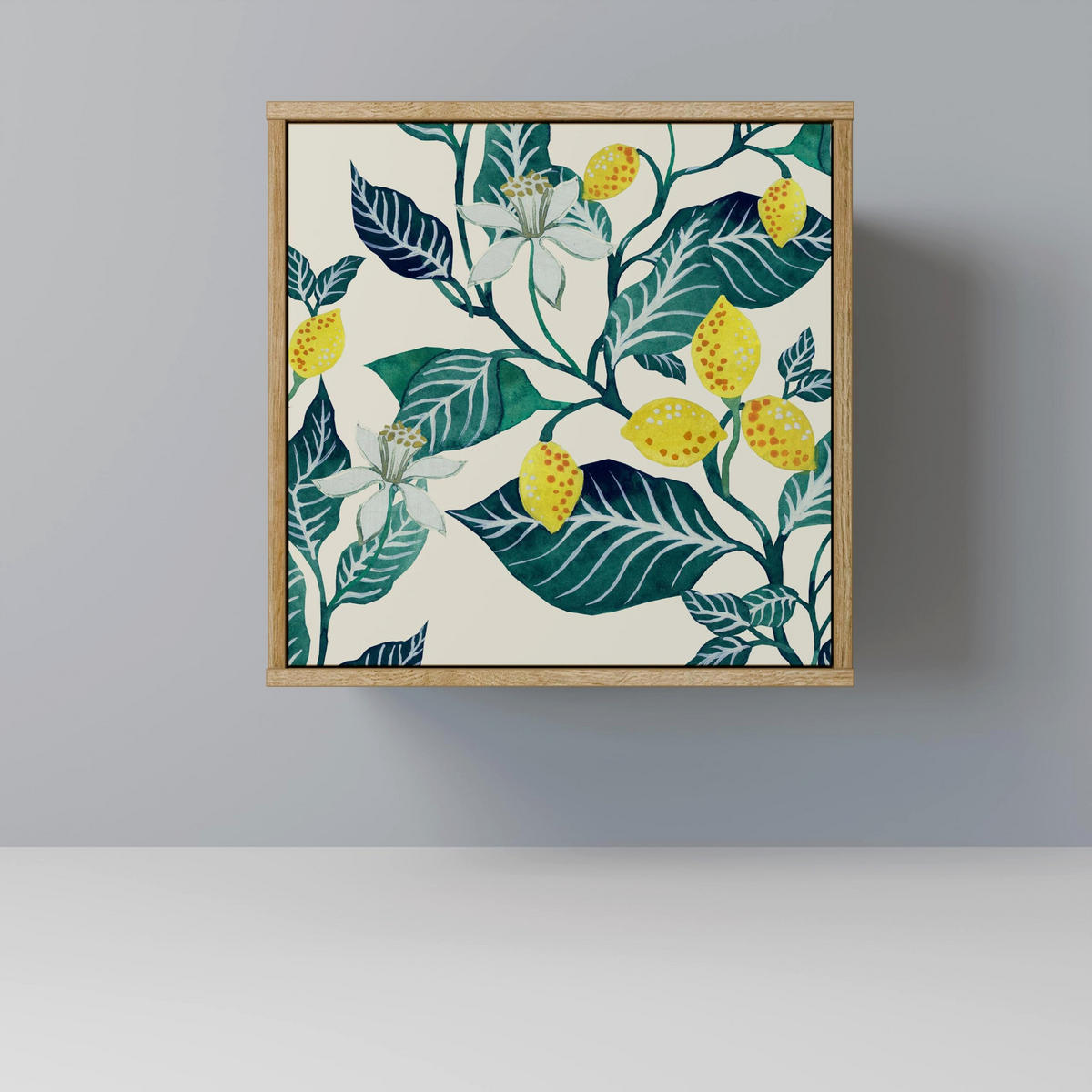 SIDEBOARD LEMON TREE, Eichefarben, 57,5x42x70,5 cm, Schwarze Metall-Sternfüße - Eichefarben/Multicolor, Holzwerkstoff/Metall (57.5/70.5/42cm) - SpaceRebels