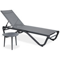 SOMNENLIEGE Marina, 5-stufige Verstellung der Rückenlehne, mit Tisch, Metallrahmen, Grau - Schwarz/Grau, Metall (58/33/133cm) - Beautysofa