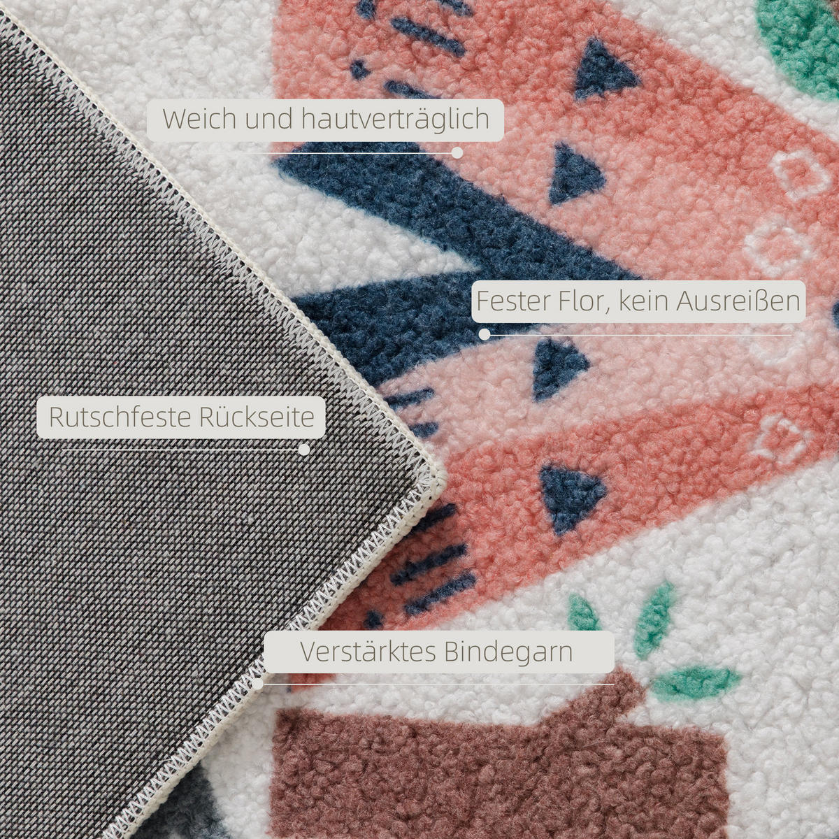 TEPPICH Anti-Rutsch Küchenteppich Kurzflor mit Fleece-Optik, Autobahn-Muster - Multicolor, Textil (120/160cm) - HOMCOM