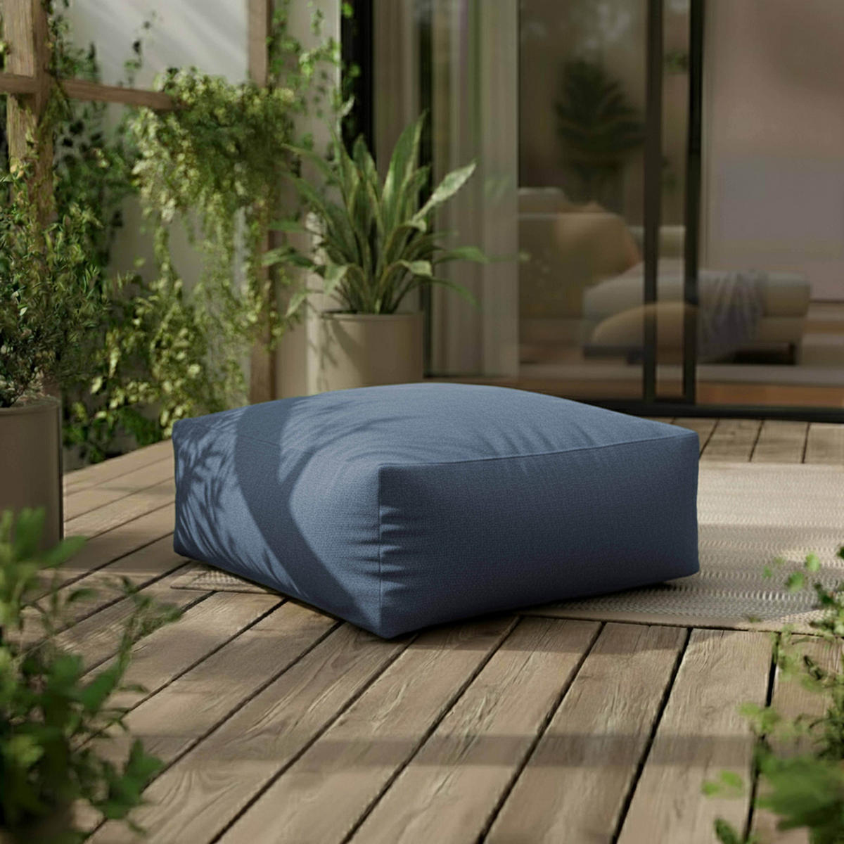 GARTENSOFA mit 5 Sitzplätzen, Pazifikblau - Blau, Textil - Oviala