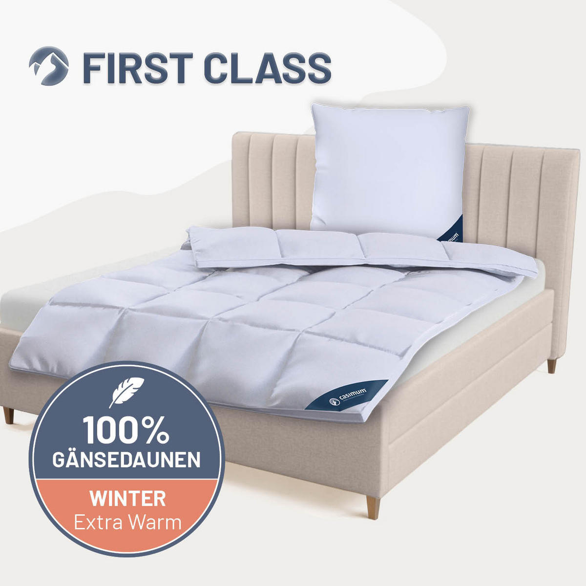 DAUNENDECKE 240x220 Extra Warm, FIRST CLASS Winterdecke extra warm 100% Gänsedaune - Weiß, Textil (240/220cm) - casimum