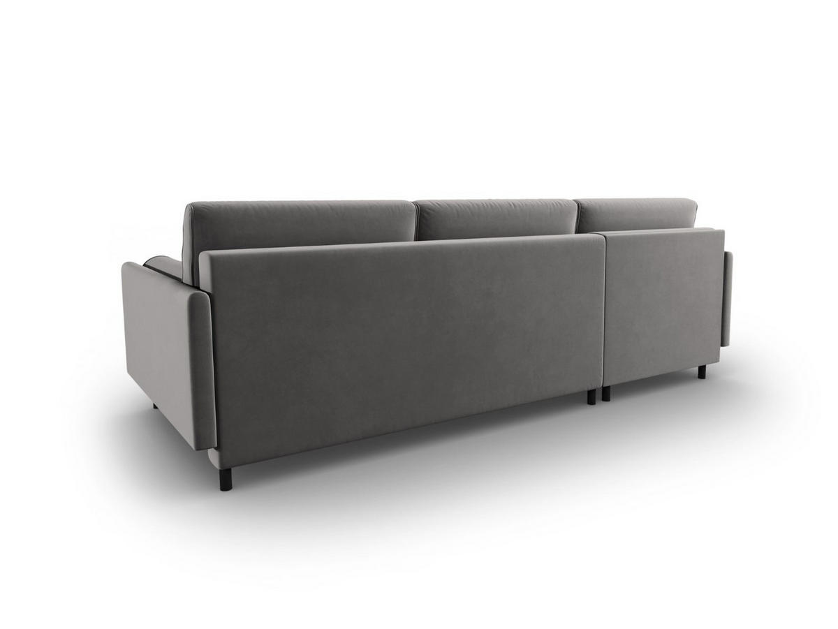 AUSKLAPPBARES-ECKSOFA links mit Container Scott aus Samt hellgrau 5 Sitzplätze - Hellgrau, Textil (142/212cm) - Micadoni