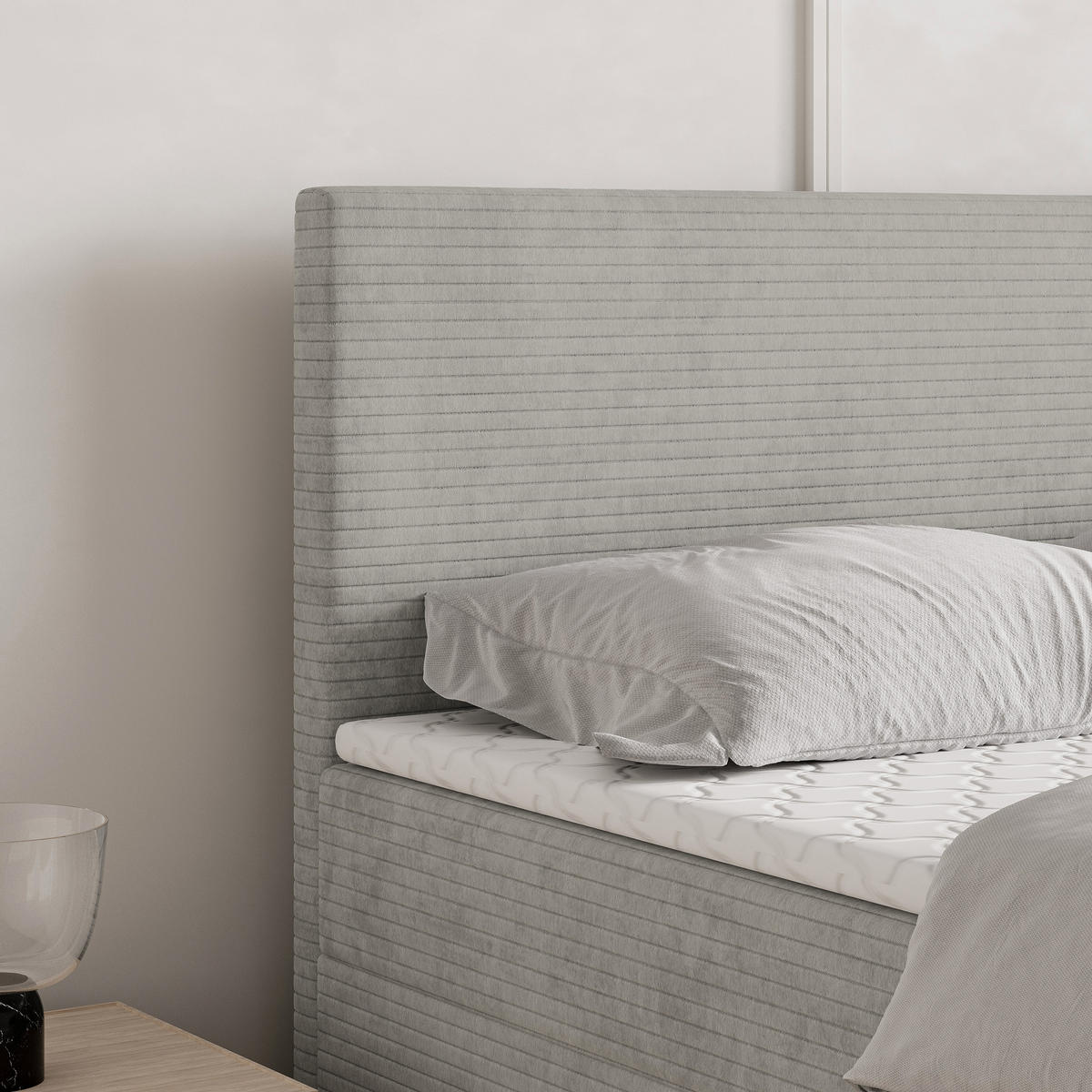 BOXBETT NIRA 180x200 cm mit Matratze und Topper - Braun - Braun, Holz (180/200cm) - MASSENO