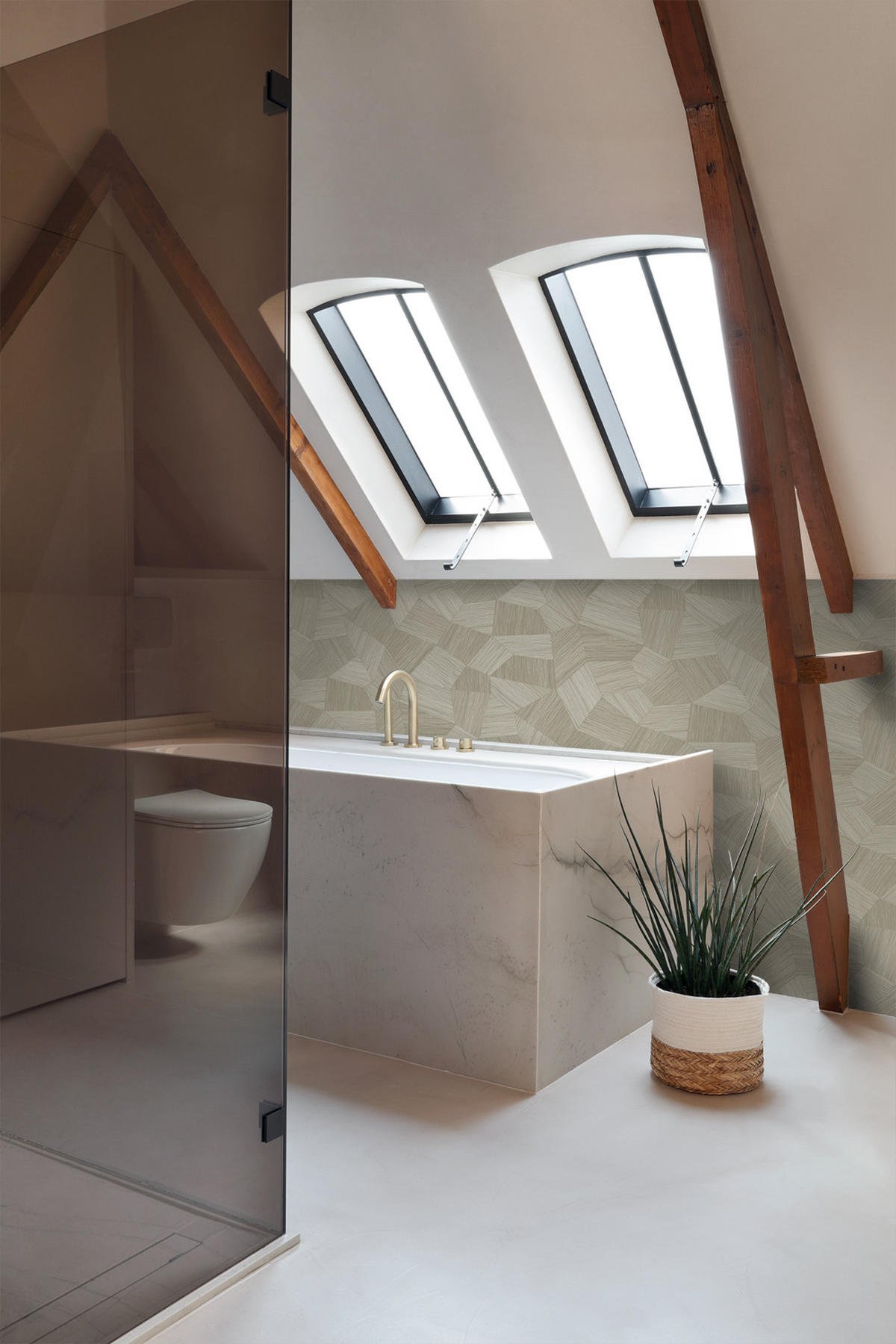 TAPETE 3D-Muster 53 cm x 10.05 m - Beige, Papier (53/1000cm) - Origin Wallcoverings