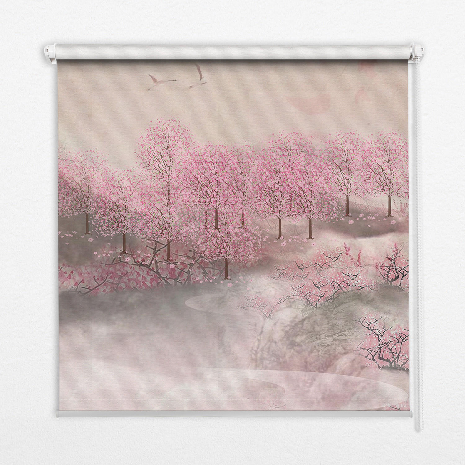 INNENROLLO - Fensterrollo - Rollo - 80x180 cm - Kirschblütengarten - Grau, Kunststoff (80/180/0.5cm) - TULUP