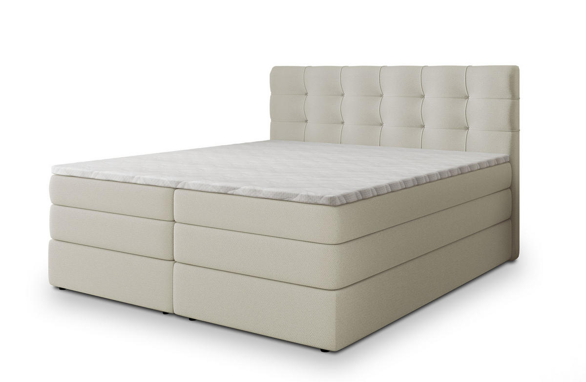 POSTEL BOXSPRING AREZI 140x200 cm, s matrací a úložným prostorem, krémová - krémová, kompozitní dřevo/textil (140/200cm) - MASSENO