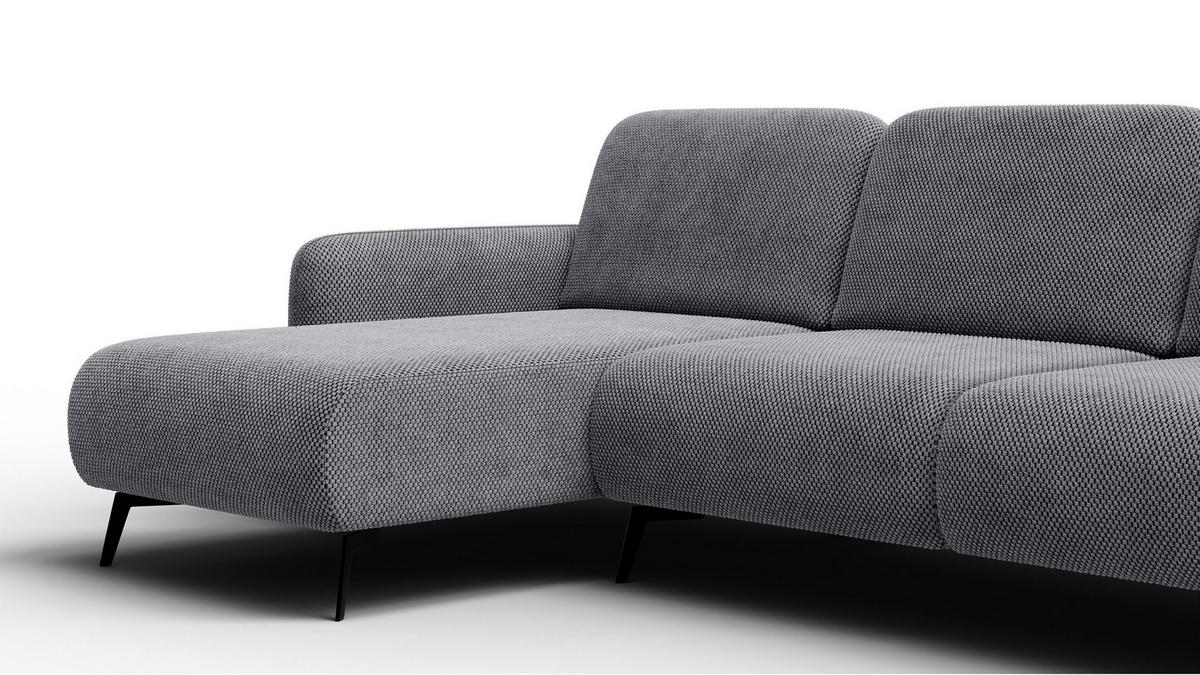 ECKSOFA FEBE 4-Sitzer links, grau - Schwarz/Grau, Holz/Textil (264/157cm) - Courtois Laville