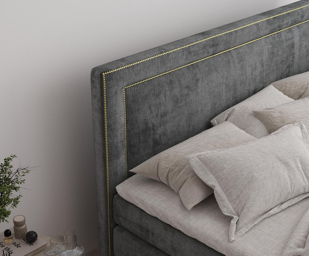 BOXSPRINGBETT Luxora Anthrazit 140/200 cm - Anthrazit/Schwarz, Holz/Holzwerkstoff (140/200cm) - Maison de Reve