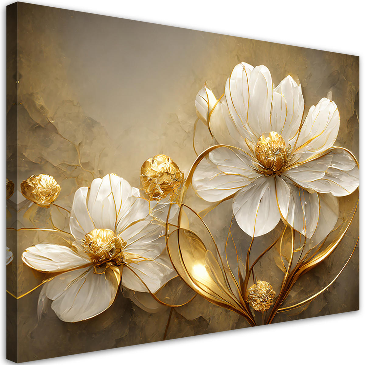 WANDBILD gold blumen abstrakt glamour - Goldfarben, Textil (60/40cm) - Feeby