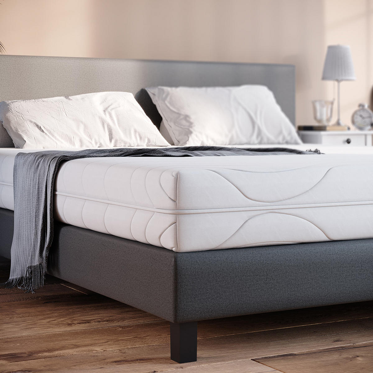 KALTSCHAUMMATRATZE Weiß 180 x 200 cm 20cm Höhe - Weiß, Textil - VitaliSpa