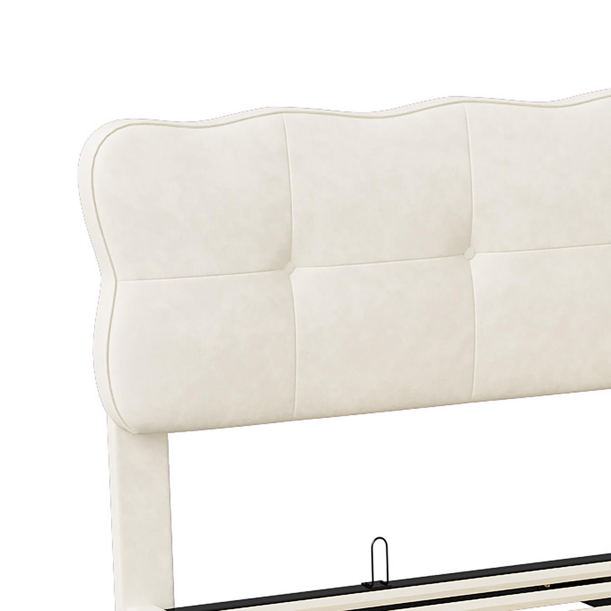 POLSTERBETT Wellen-Design 140/200 cm mit Bettkasten & LED Samtoptik Beige - Beige, Textil (140/200cm) - Creahappy