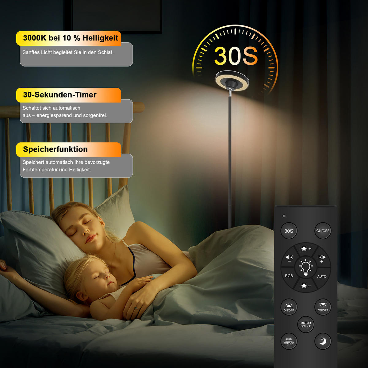 STEHLEUCHTE FL1091E Smart LED RGB - Schwarz, Metall (25/25/175cm) - LOVHAUS