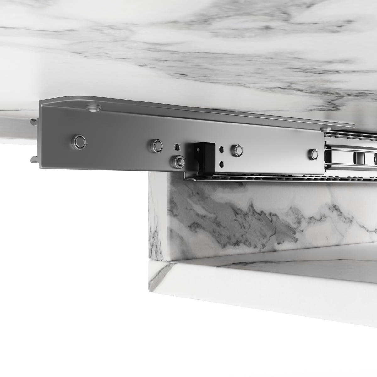 ESSTISCH AUSZIEHBARER Weiß Marmoroptik mit Ausziehfunktion & Sternfuß - Hellbraun, Holzwerkstoff/Metall (80/120/66cm) - Urban Meuble