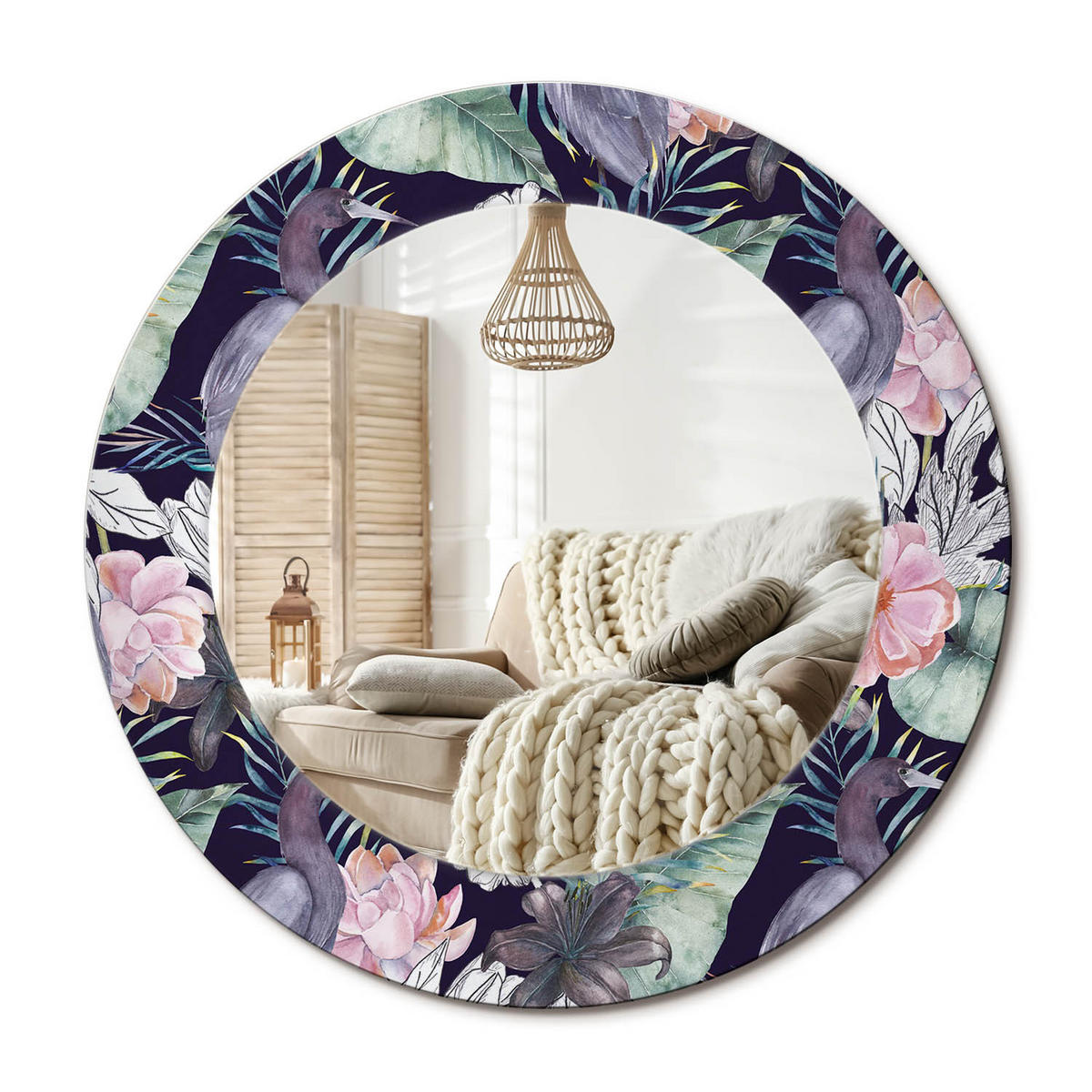 SPIEGEL Rund Ø 50 cm mit Aufdruck - Multicolor, Glas (50/50/0.4cm) - Wallfluent