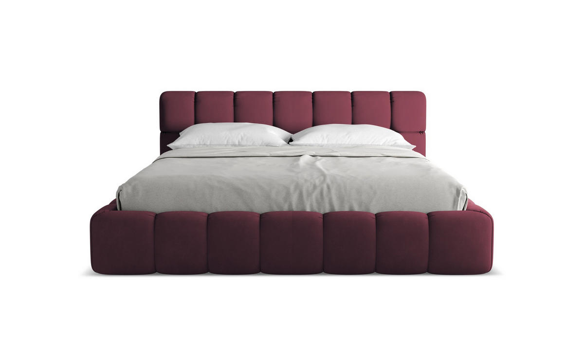 POLSTERBETT mit Bettkasten und Lattenrost 200x228 Rot - Rot/Weinrot, Kunststoff/Textil (180/200cm) - Makamii