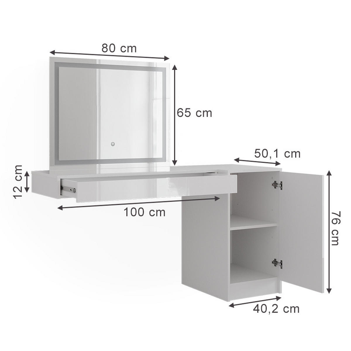 TOALETNÍ STOLEK Sherry Bílá - bílá, kompozitní dřevo (100/12/40.1cm) - Vicco