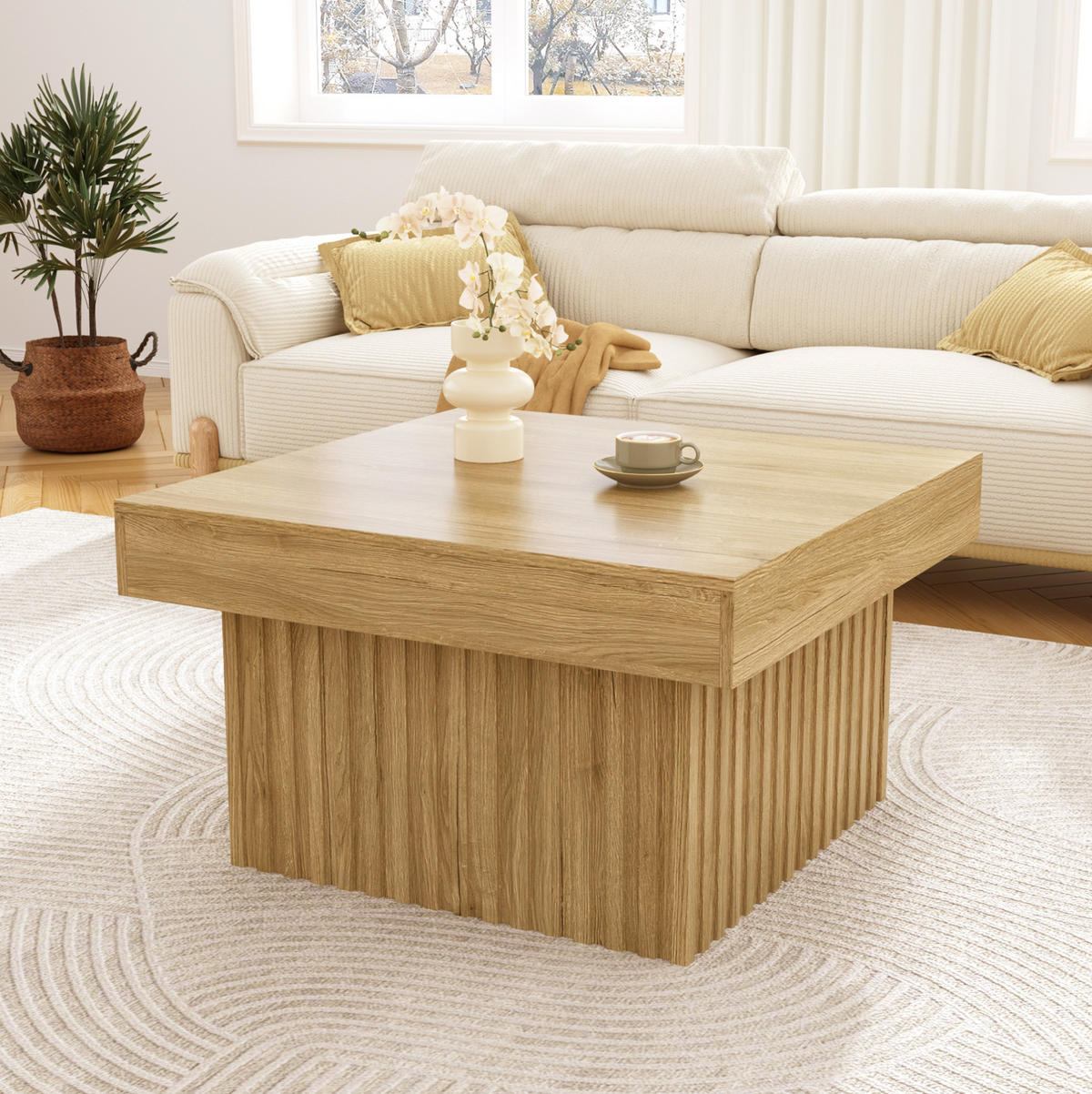 COUCHTISCH 79/79/46 cm aus MDF und Spanplatte, pflegeleicht und vielseitig, Natur - Naturfarben, Holzwerkstoff (79/79/46cm) - Redom