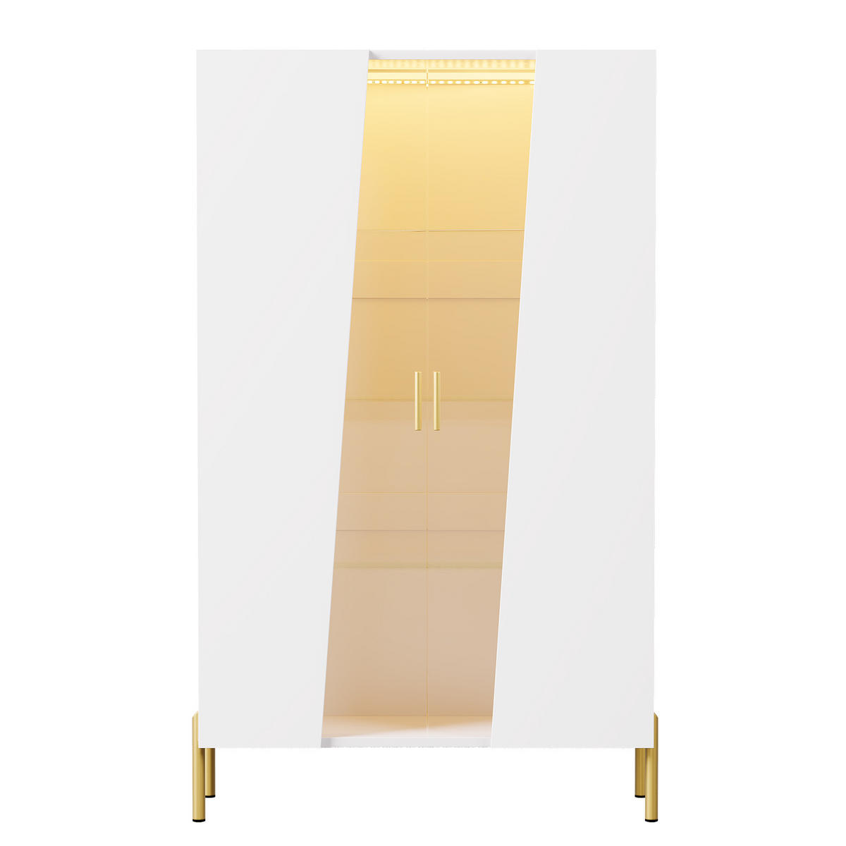 VITRINE 72x40x145 cm mit LED und Glastür - Weiß, Holzwerkstoff (72/145/40cm) - FLIEKS