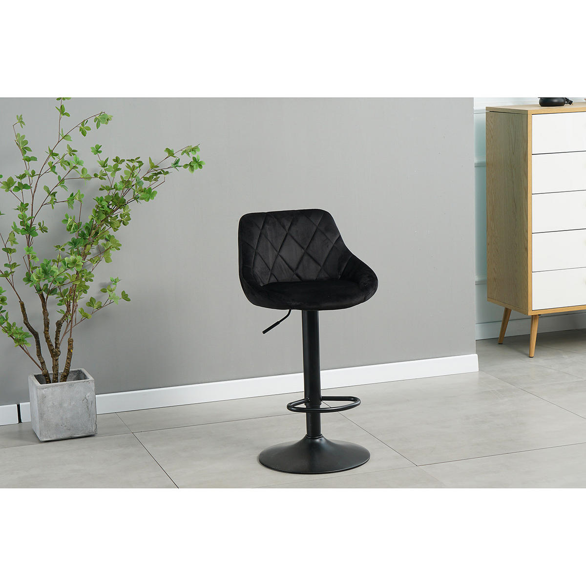 BARSTUHL - 2er-Set - Schwarz, Textil/Metall (46/83/49cm) - home24