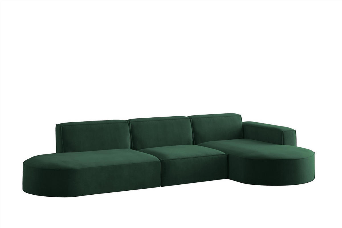 ECKSOFA Palma In Noel - Grün, Holzwerkstoff/Textil (296/165cm) - Fun Möbel