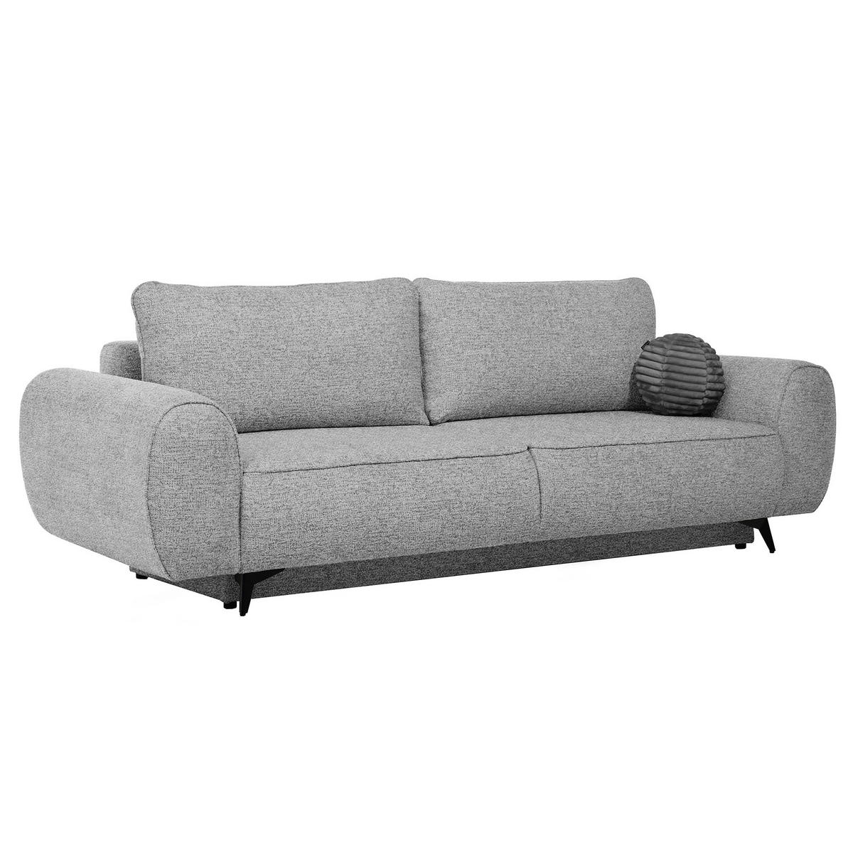 ROZKLÁDACÍ POHOVKA Vito, 3místná s úložným prostorem, systém DL, žinylková látka, světle šedá - černá/světle šedá, textil (256/90/99cm) - Beautysofa
