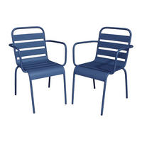 GARTENSTUHL - 56cm x 59cm - Stahl - marineblau - MIRMANDE - Blau, Metall (56/79/59cm) - Vente-Unique