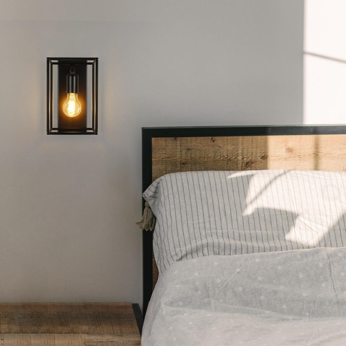 WANDLEUCHTE Solarium 23/18/15 cm - Schwarz, Metall (18/15/23cm) - ZMH